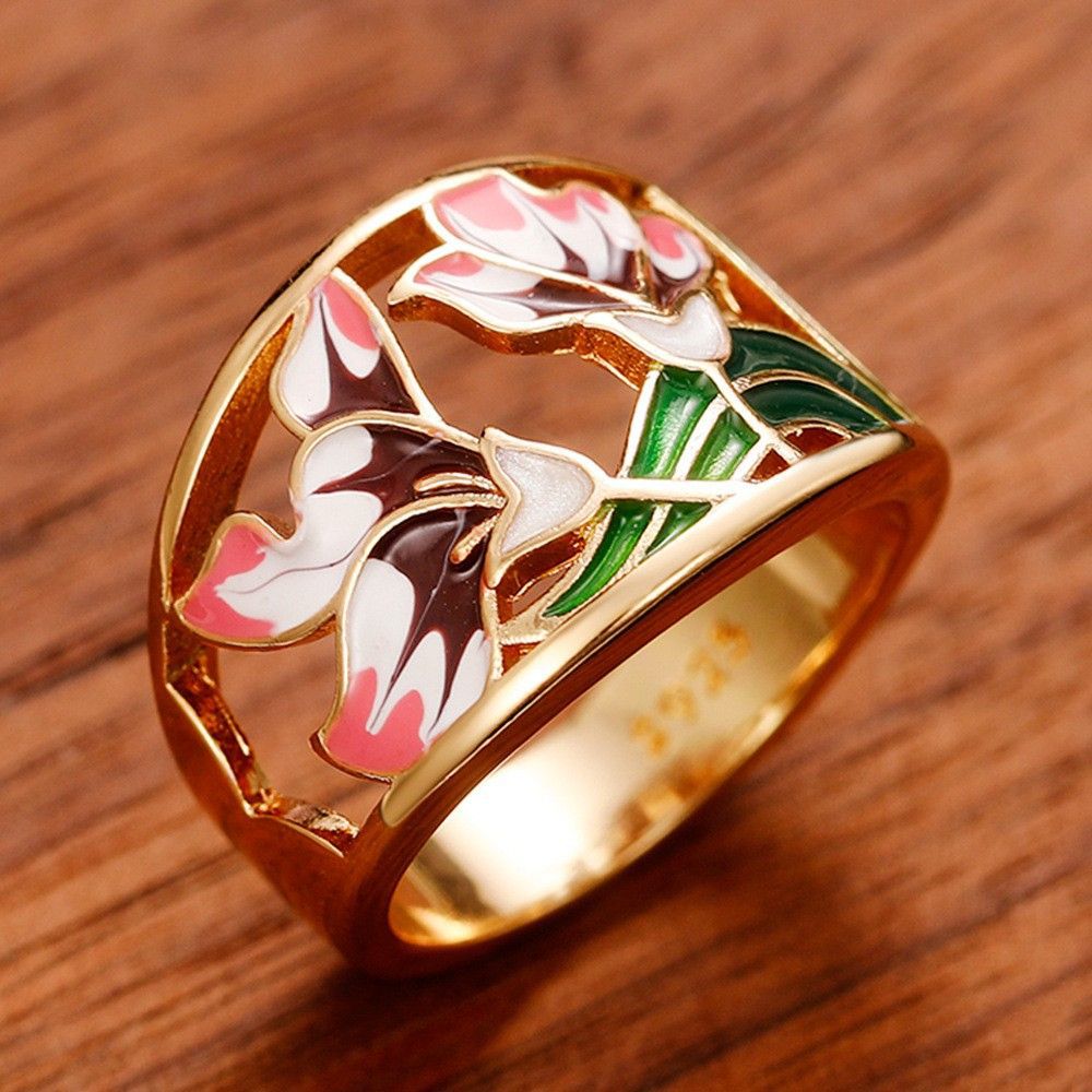 Oil Dripping Flower Ring