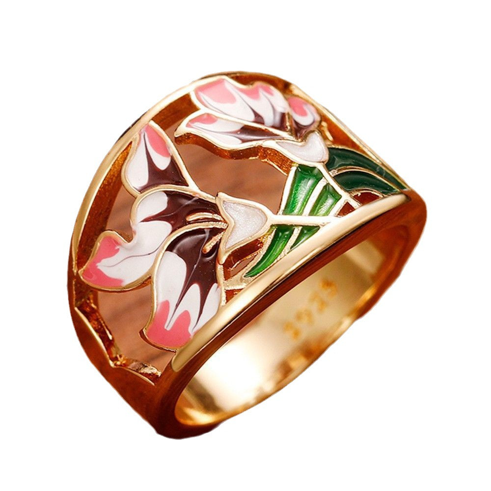 Oil Dripping Flower Ring