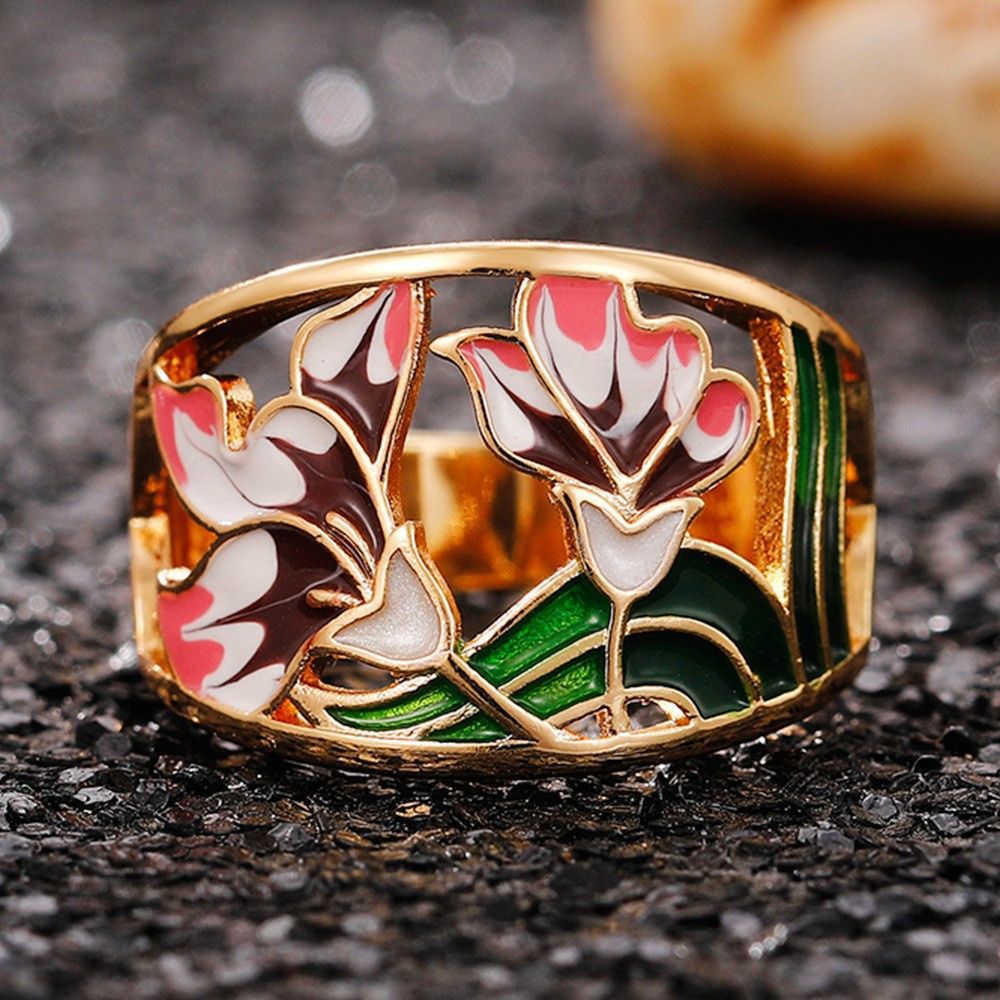 Oil Dripping Flower Ring