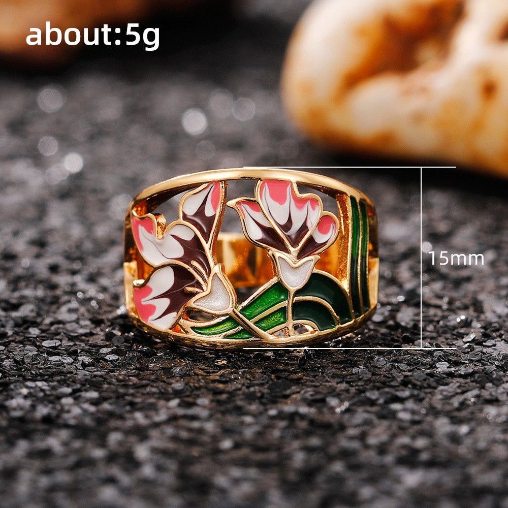 Oil Dripping Flower Ring